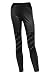Yelete Embellished Diagonal Pattern Knee Patch Matte Black Leatherette Leggings Size Medium/Large