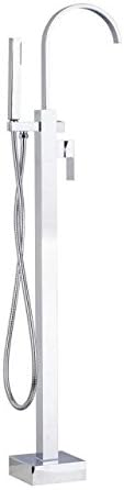 OUBONI Faucet Roman Tub Mixer Chrome Single Lever Brass Floor Mounted Fress Standing Bathtub Tap Shower Handle Included SLT547