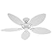 Hunter 23979 Bayview 54-Inch Five Blades Ceiling Fan, White Wicker Palm Leaf