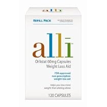 Alli Weight-Loss Aid, Orlistat 60mg Capsules, 120-Count Refill Pack