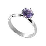 Sterling Silver Round Amethyst Cubic Zirconia Solitaire Promise Ring Size 5,6,7,8,9,10
