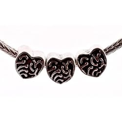 Antique Silver Plated Bead Fits Pandora Heart (3)