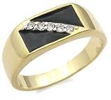 14K Gold Plated Mens Simulated Onyx CZ Ring