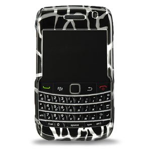 Plastic Protector Case Black Giraffe for BlackBerry Bold 9700 Onyx (White)
