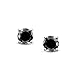 .75CT Black Round CZ Stud Earrings Unisex .925 Sterling Silver