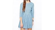 A-line General Print Denim/Spandex 3/4 Sleeves Short Sleeves Above the Knee Mini-SILHOUETTEMini Dress 