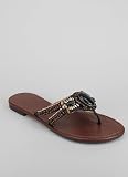 Bead Embellished Thong Sandal 6 BLACK