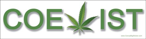Coexist (with Pot) Pro Marijuana Magnetic Bumper Sticker