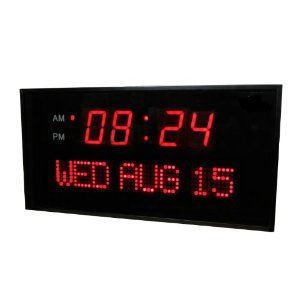 Large Digital Red LED Calendar Clock 11 x 3/4