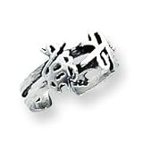 Sterling Silver Antiqued Chinese Symbol Toe Ring