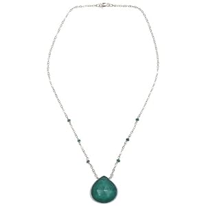 14k Yellow Gold Green Onyx Necklace, 16 by