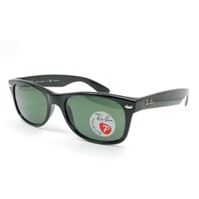 RAY BAN RB2132 2132 901 58 BLACK PLASTIC FRAME CRYSTAL GREEN POLARIZED LENS SUNGLASSES SHADES 55mm