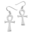Large Egyptian Cross Ankh of Life Sterling Silver Hook Earrings