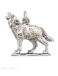 Sterling Silver 3D Howling Wolf Pet Dog Animal Charm