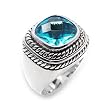 Women's Solitaire Sea Blue Color Cubic Zirconia Rhodium Ring, Size: 5-9 Sterling Silver .925