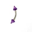 STAINLESS STEEL EYEBROW PURPLE Gauge: 14, Ball Size: 4mm, Length: 10mm Sold as a Pair
