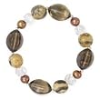 .925 Silver, Smoky Quartz, Feldspath, Pearl & Crystal Bracelet