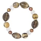 .925 Silver, Smoky Quartz, Feldspath, Pearl and Crystal Bracelet