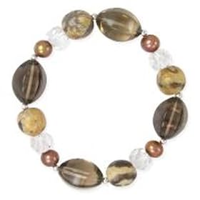 .925 Silver, Smoky Quartz, Feldspath, Pearl & Crystal Bracelet