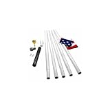 White Titan 18ft steel flagpole with 3ft x 5ft flag