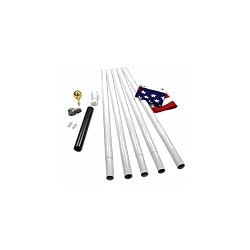 White Titan 18ft steel flagpole with 3ft x 5ft flag