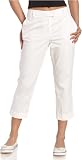 Rampage Juniors' Cuffed Stretch Linen Cigarette Pant,White,5