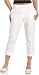 Rampage Juniors' Cuffed Stretch Linen Cigarette Pant,White,5