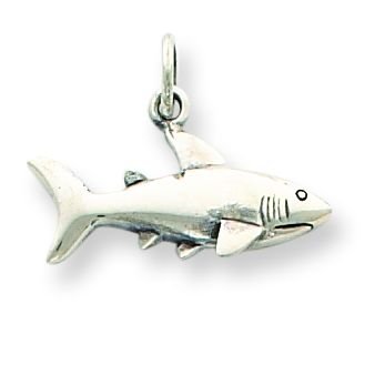 Sterling Silver Antique Shark Charm with 20 inch Sterling Silver Chain