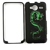 HTC EVO SHIFT Laser Cut Green Dragon on Black HARD PROTECTOR COVER CASE/SNA ....
