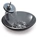 Bathroom Vanity Combo
Kraus Black Clear Glass Bathroom Vanity Vessel Sink, Chrome Waterfall Single Lever Lavatory Faucet