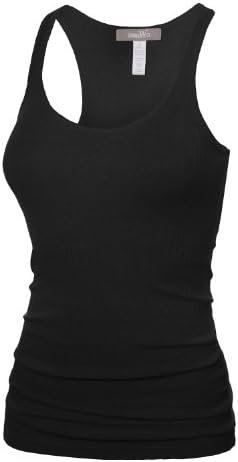 J.TOMSON Womens Basic Ribbed Cotton Spandex Racer Back Tank Top