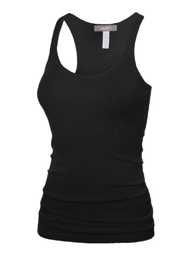 J.TOMSON Womens Basic Ribbed Cotton Spandex Racer Back Tank Top