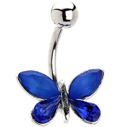 Sapphire Blue Butterfly Dazzle Belly Ring
