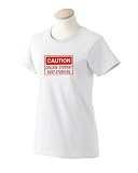 CAUTION COLLEGE STUDENT BUSY STUDYING Ladies T-Shirt Pink Large