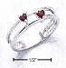 Sterling Silver Double Band Ring Heart Shaped Genuine Garnet - Size 9.0