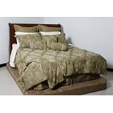 BELLISSIMO 26 PC. BEDROOM SET W/ MATCHING CURTAINS, SHEETS AND PILLOWS. GREEN