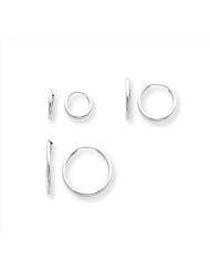 MadiK® Kids 14k White Gold 3 Pair Set of Polished Endless Hoop Earrings
