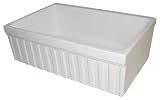 Whitehaus WHQ330-WH Farmhaus Quatro Alcove 30-Inch Reversible Fireclay Sink with Fluted Apron