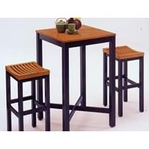 Bar Table and 2 Stools Set in Black With Oak Seats - 885983358 by Home Styles