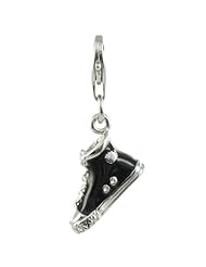 Oscaro Charms 925 Sterling Silver Black Sneaker Click-on Charm Lobster Clasp for Thomas Sabo Style Bracelets and Necklace