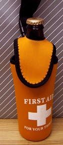 First Aid For Your Thirst Orange BevNeck Neoprene Insulated Bottle Jacket