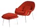 Designer Modern Eero Saarinen Womb Chair & Ottman - In Red. With 30 Day Money Back Guarantee