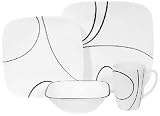 Corelle Simple Lines Square 16-Piece Dinnerware Set, Service for 4