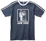 GAME OVER Funny Marriage - Memphis Striped T-shirt, Storm Blue