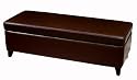 Baxton Studio Full Leather Bench Storage Ottoman, Espresso Brown
