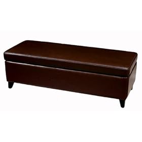Baxton Furniture Studios Full Leather Bench Storage Ottoman, Espresso Brown by Baxton Furniture Studios