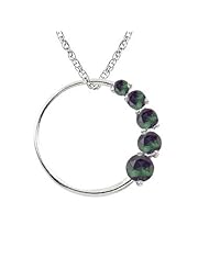 0.45 Cts AA Round Chrome Di-Opside Journey Circle Pendant in 14K White Gold