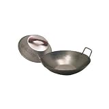 14 inch Carbon Steel Wok w/ 2 Steel Handles (flat bottom)