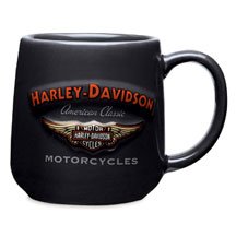 Harley-Davidson&reg; Bar & Shield Logo with Wings Coffee Mug--NEW for 2009. 14 oz. ceramic mug with sculpted graphics on front and back. Dishwasher and microwave safe. Set of four. 99345-09V