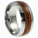 Neptune 8mm Tungsten Ring With Redwood Inlay